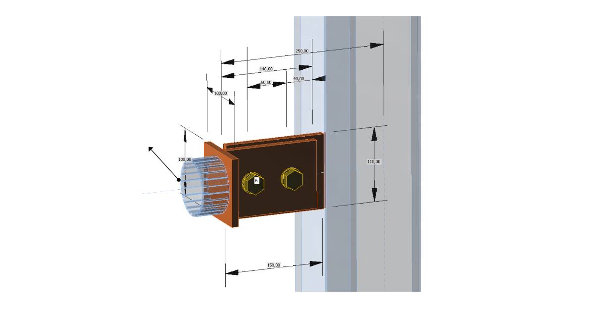 Cap plate connection of CHS profile IDEA StatiCa